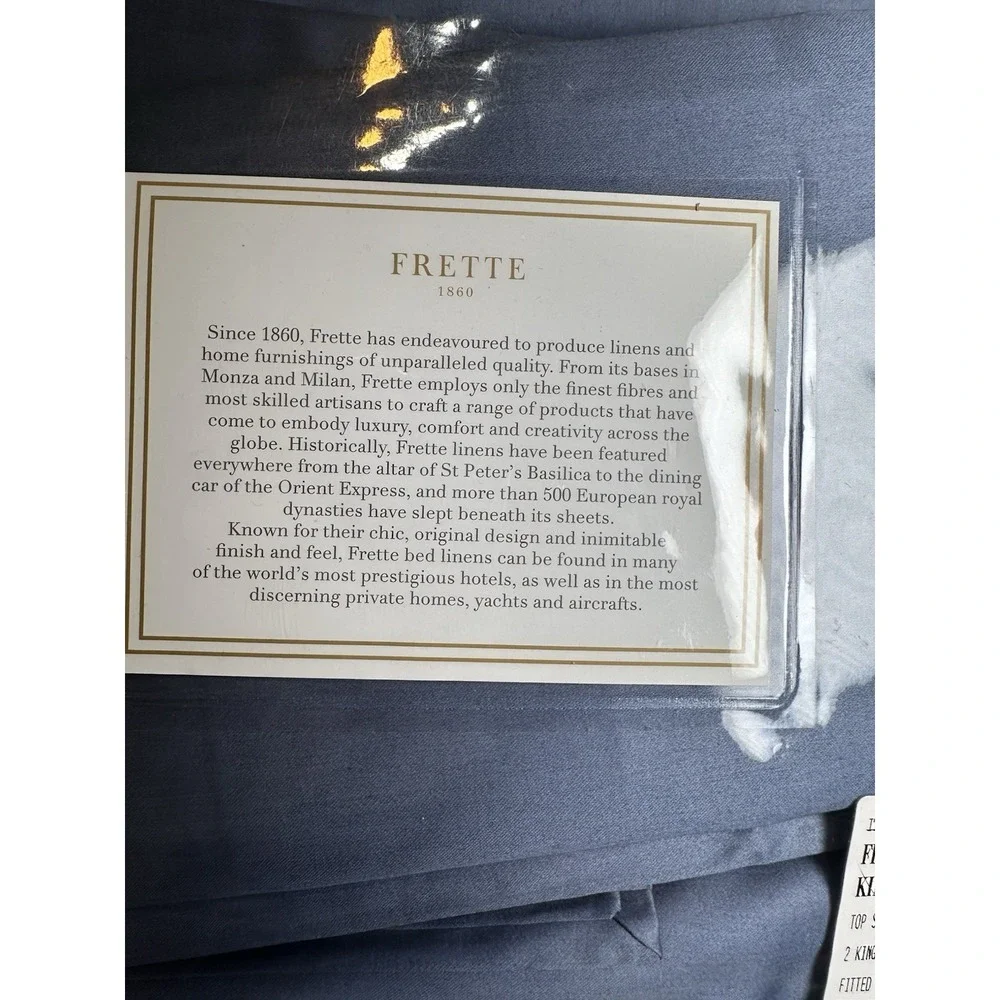 Frette Francine King Sheet Set Gris Blu 100% Cotton Italy 4 Pc New Luxury